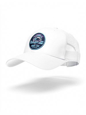 White mesh Trucker with PVC Blue Sky Logo