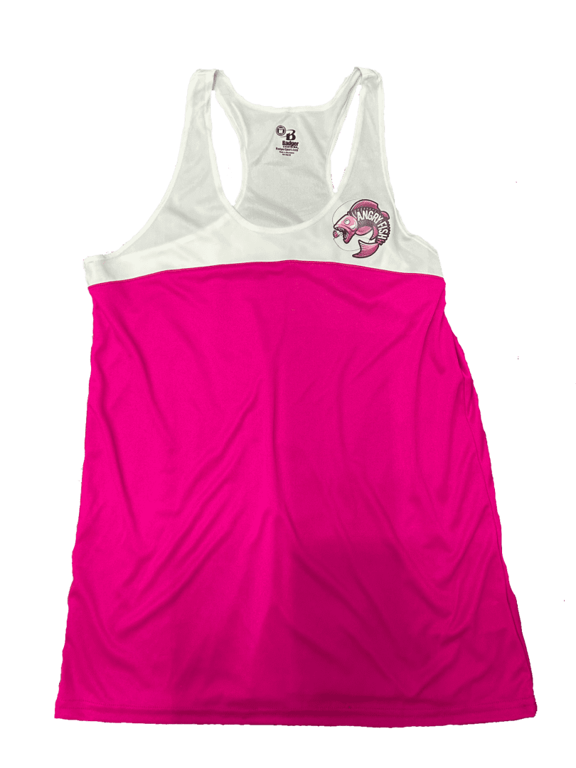 White and Pink Tank Top Shirt with Pink Logo